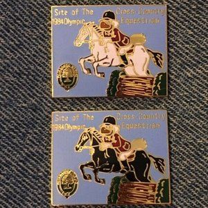 Equestrian Olympic Pin ~ Cross Country ~Set of 2~ 1984 Los Angeles ~LA~Cloisonné